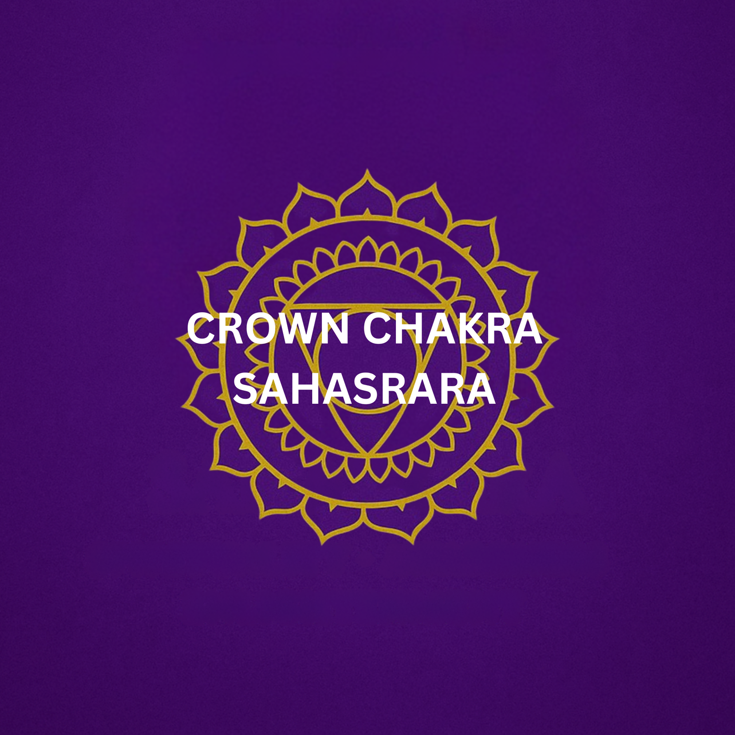Crown chakra Sahasrara symbol in gold on deep purple background for chakra collection image by Moon Sutras