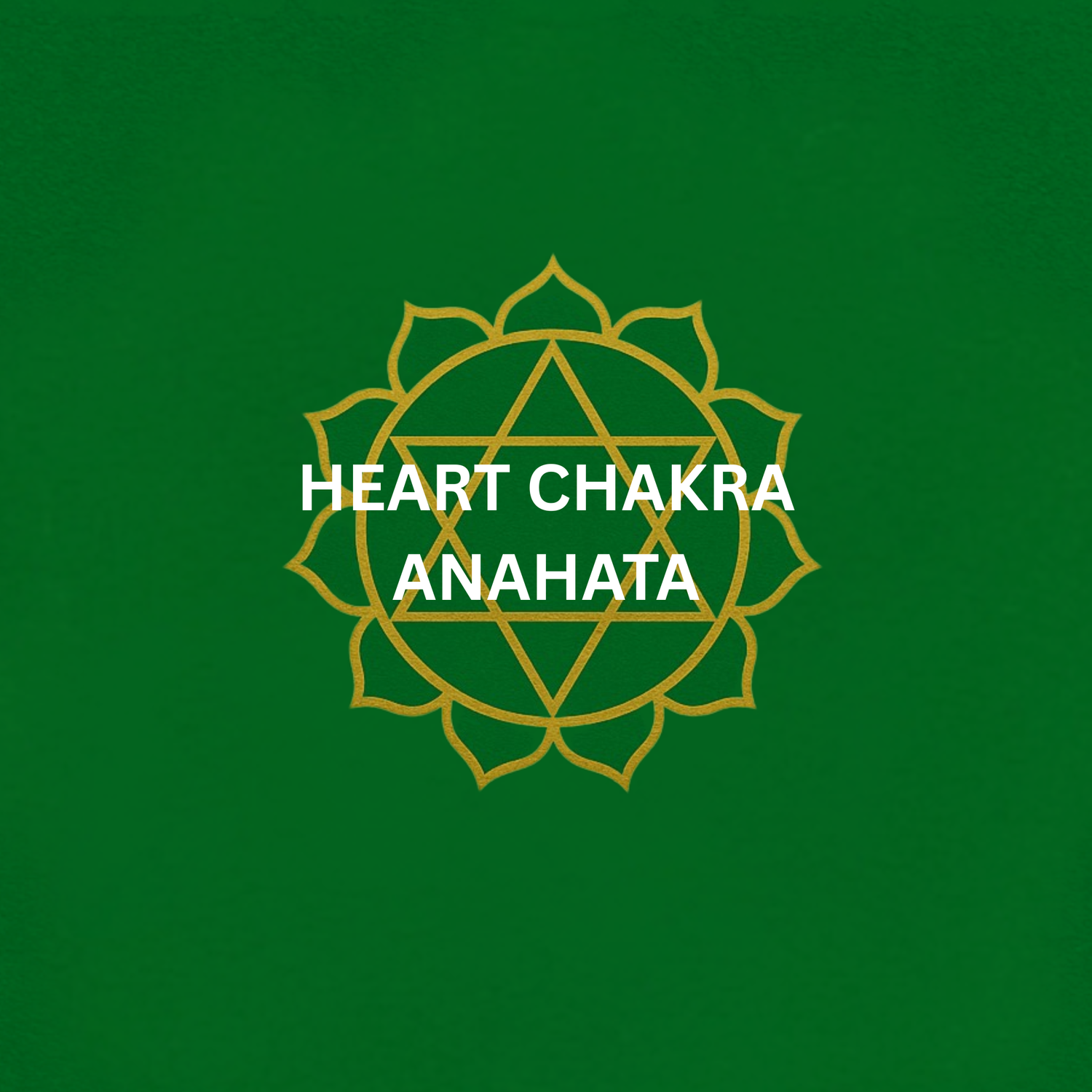 Heart chakra anahata symbol in gold on green background for chakra collection image by Moon Sutras