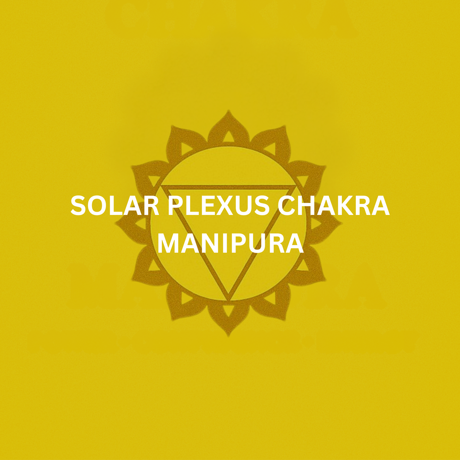 Solar plexus chakra manipura symbol in gold on yellow background for chakra collection image by Moon Sutras