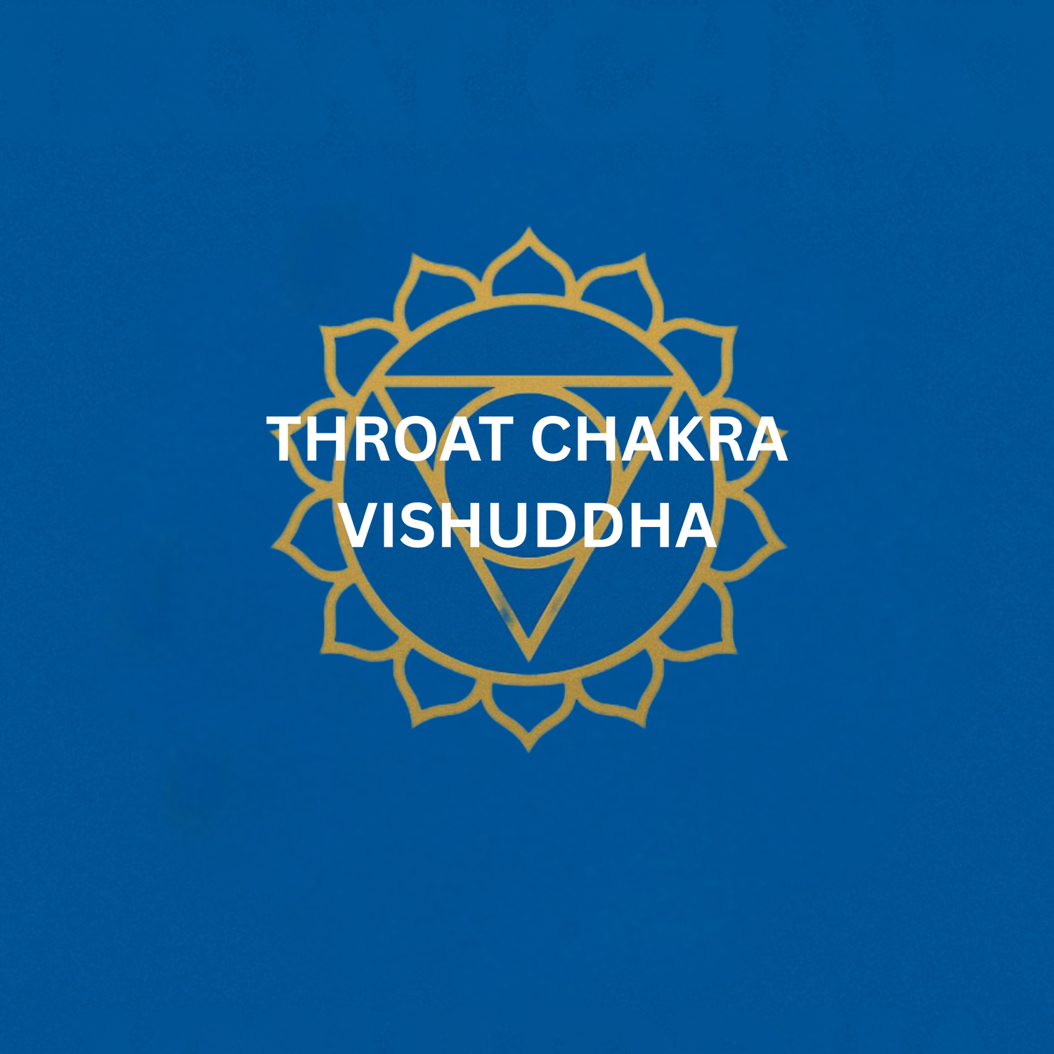 Throat chakra vishuddha symbol in gold on blue background for chakra collection image by Moon Sutras