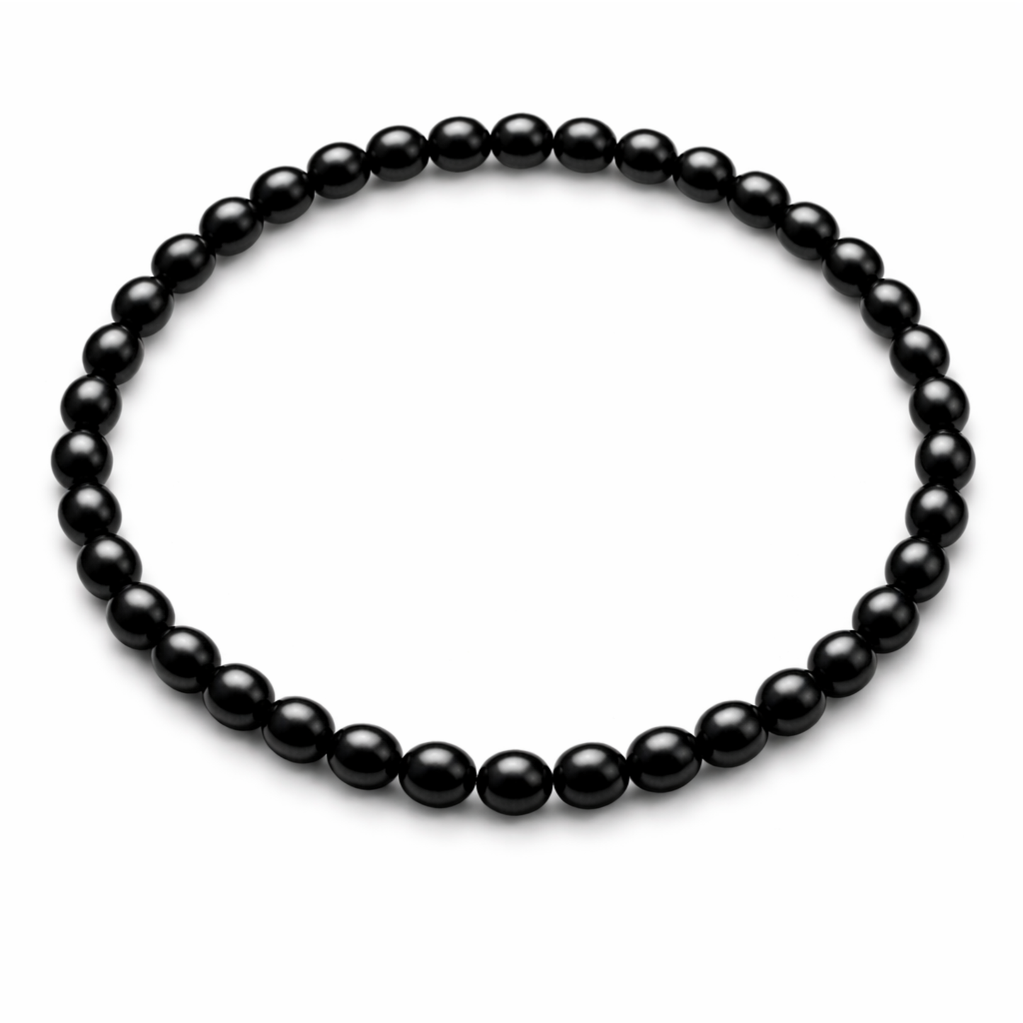 Black obsidian crystal bead bracelet on white background