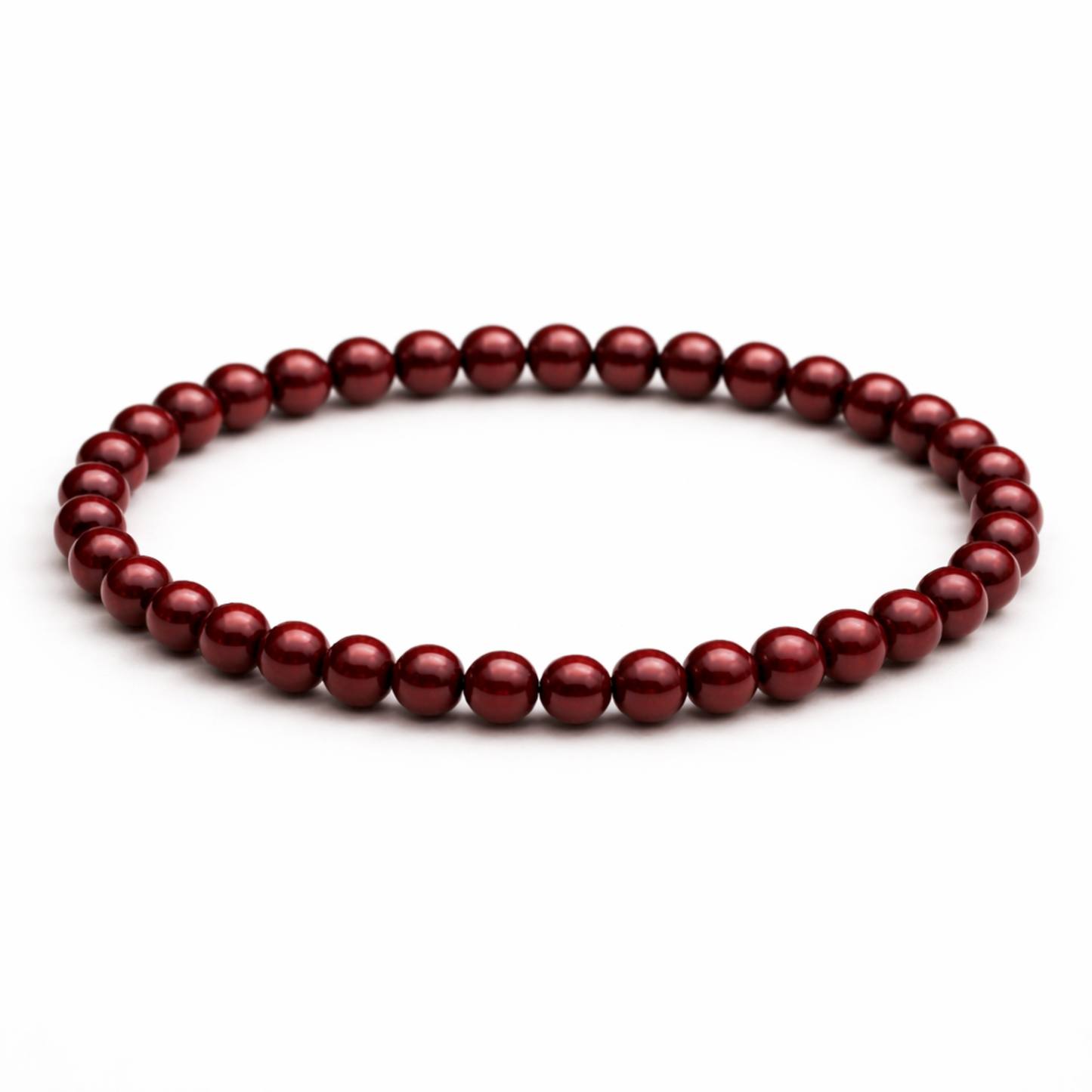 Cinnabar crystal bracelet deep red polished beads by Moon Sutras