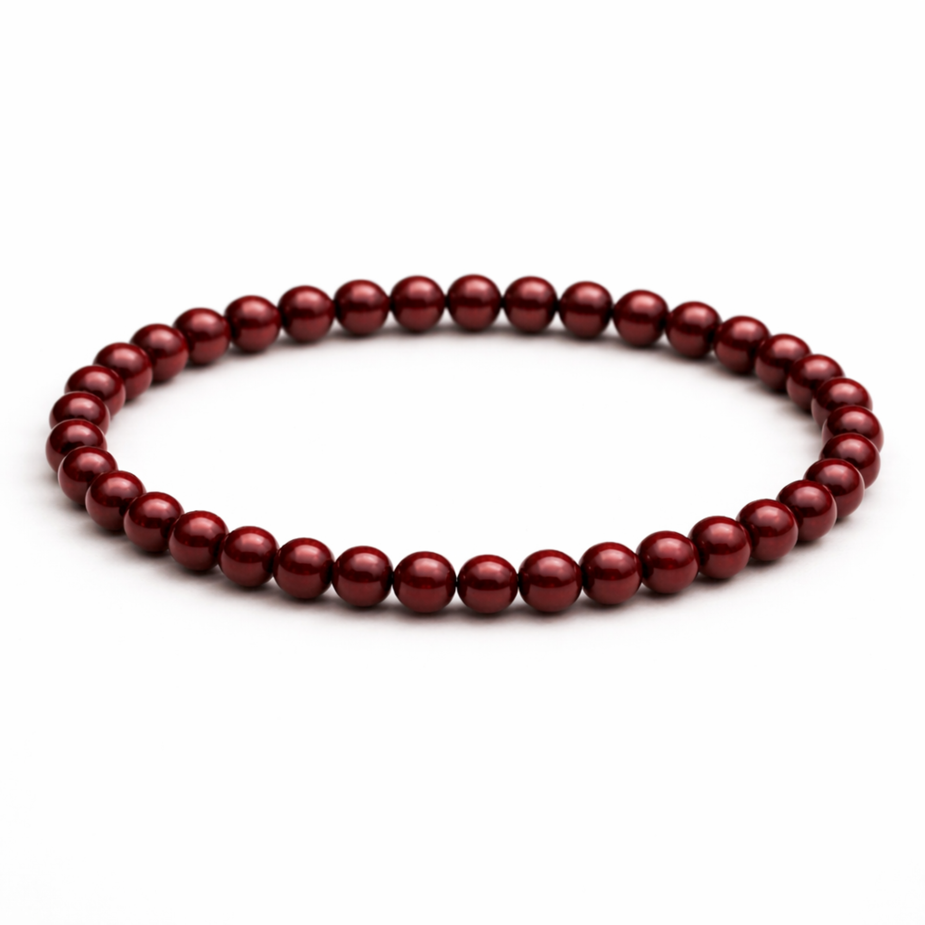 Cinnabar crystal bracelet deep red polished beads by Moon Sutras