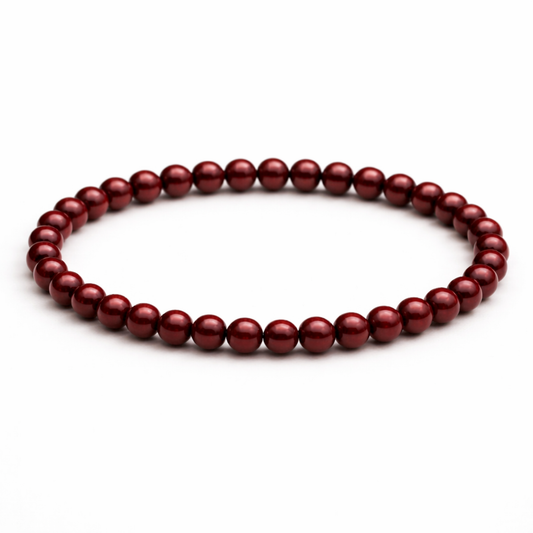 Cinnabar crystal bracelet deep red polished beads by Moon Sutras