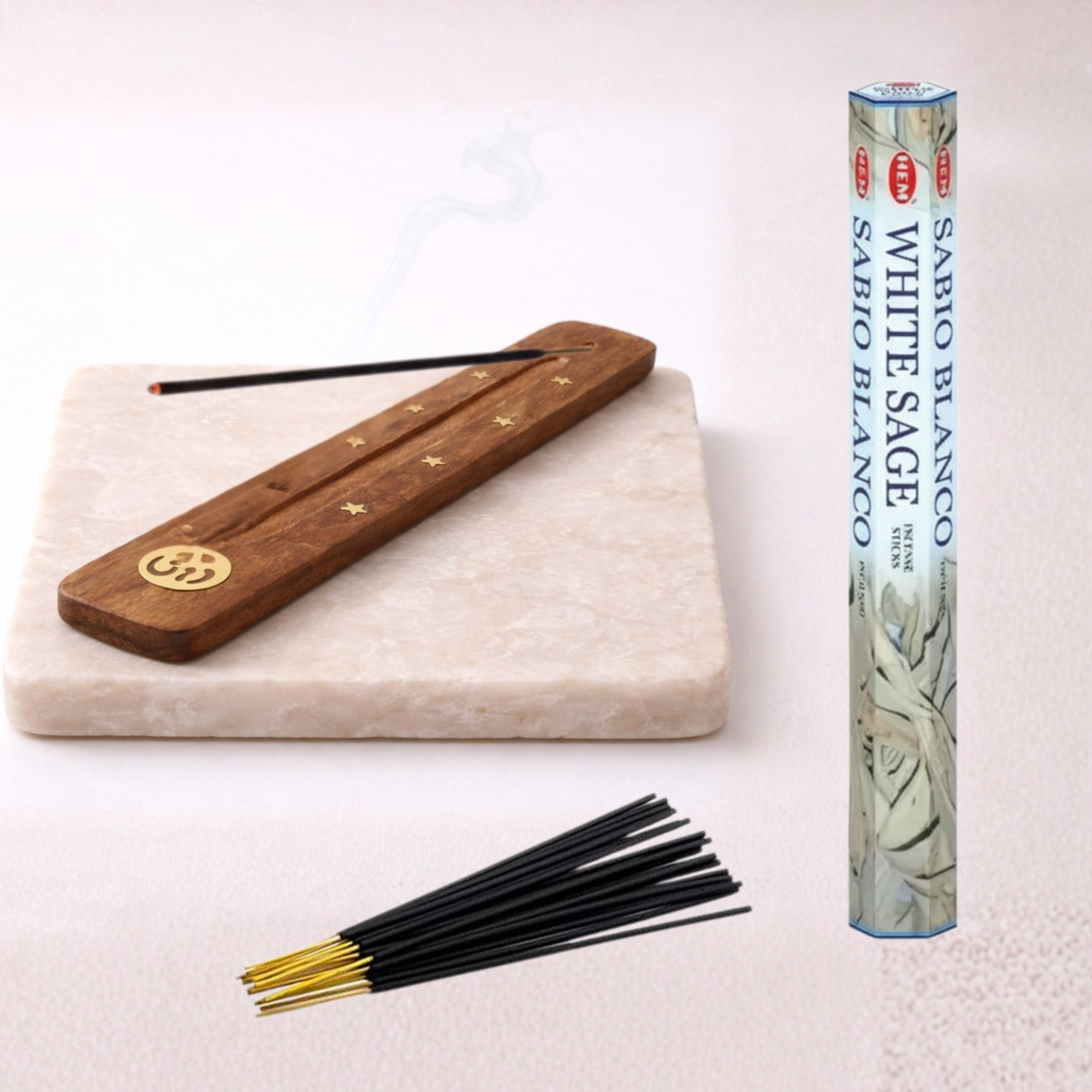 HEM White Sage incense sticks bundle with box and holder product display