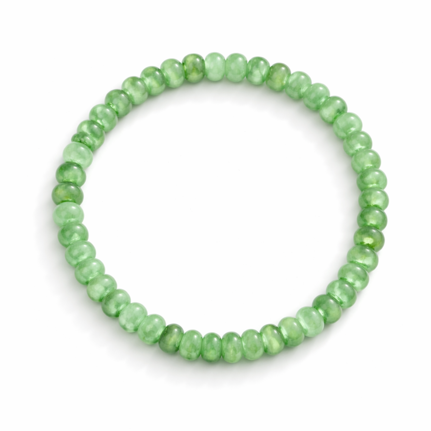 Jade bead bracelet on white background
