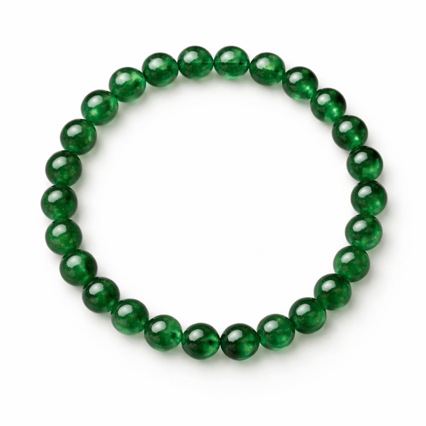 Jade crystal bracelet on white background