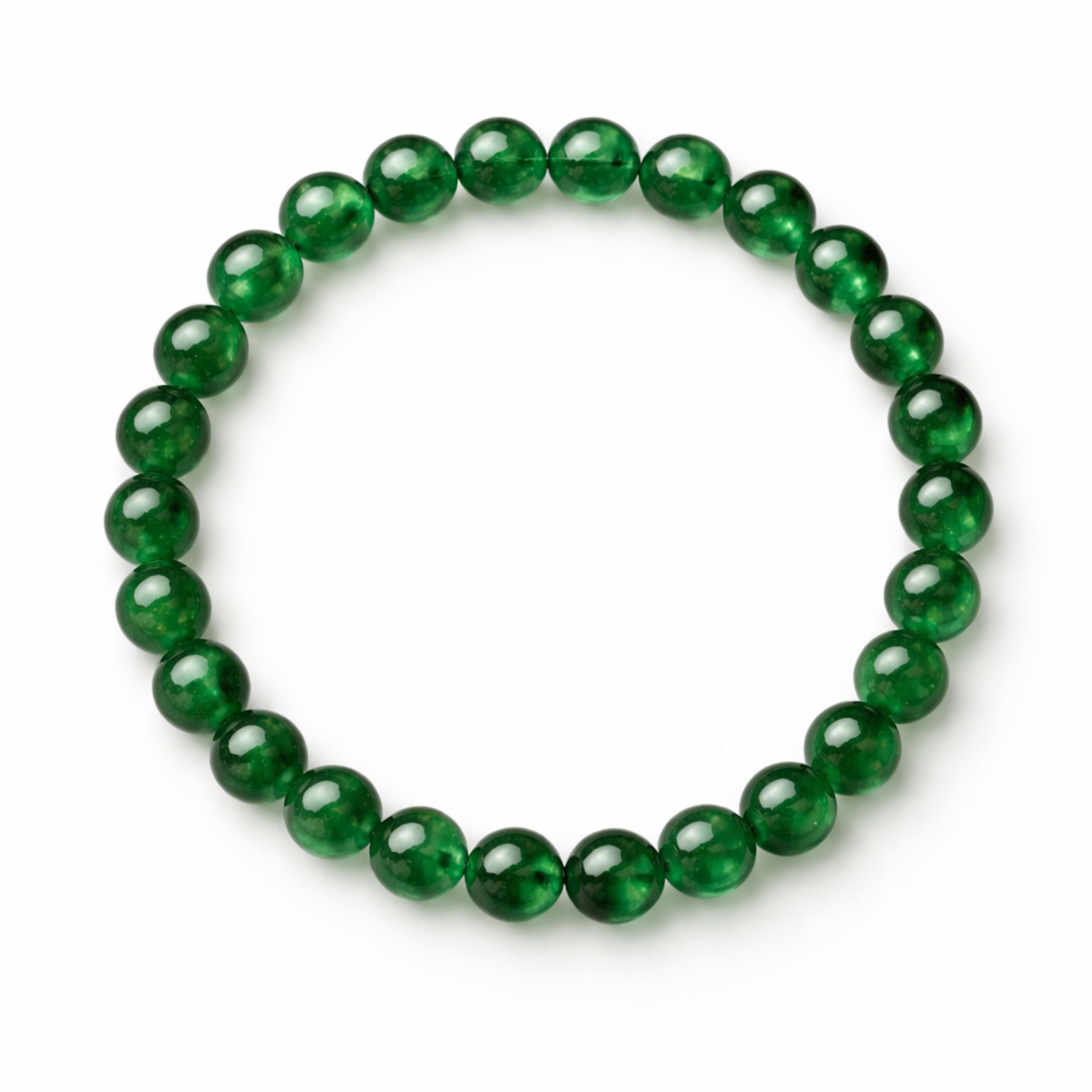Jade crystal bracelet on white background