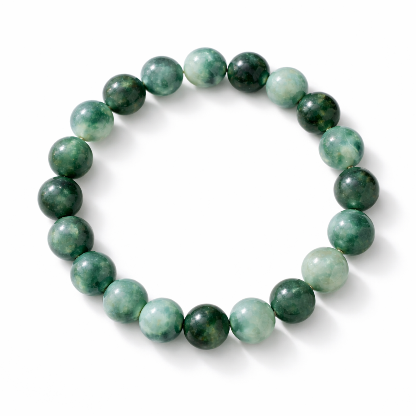 Jadeite crystal bead bracelet on white background