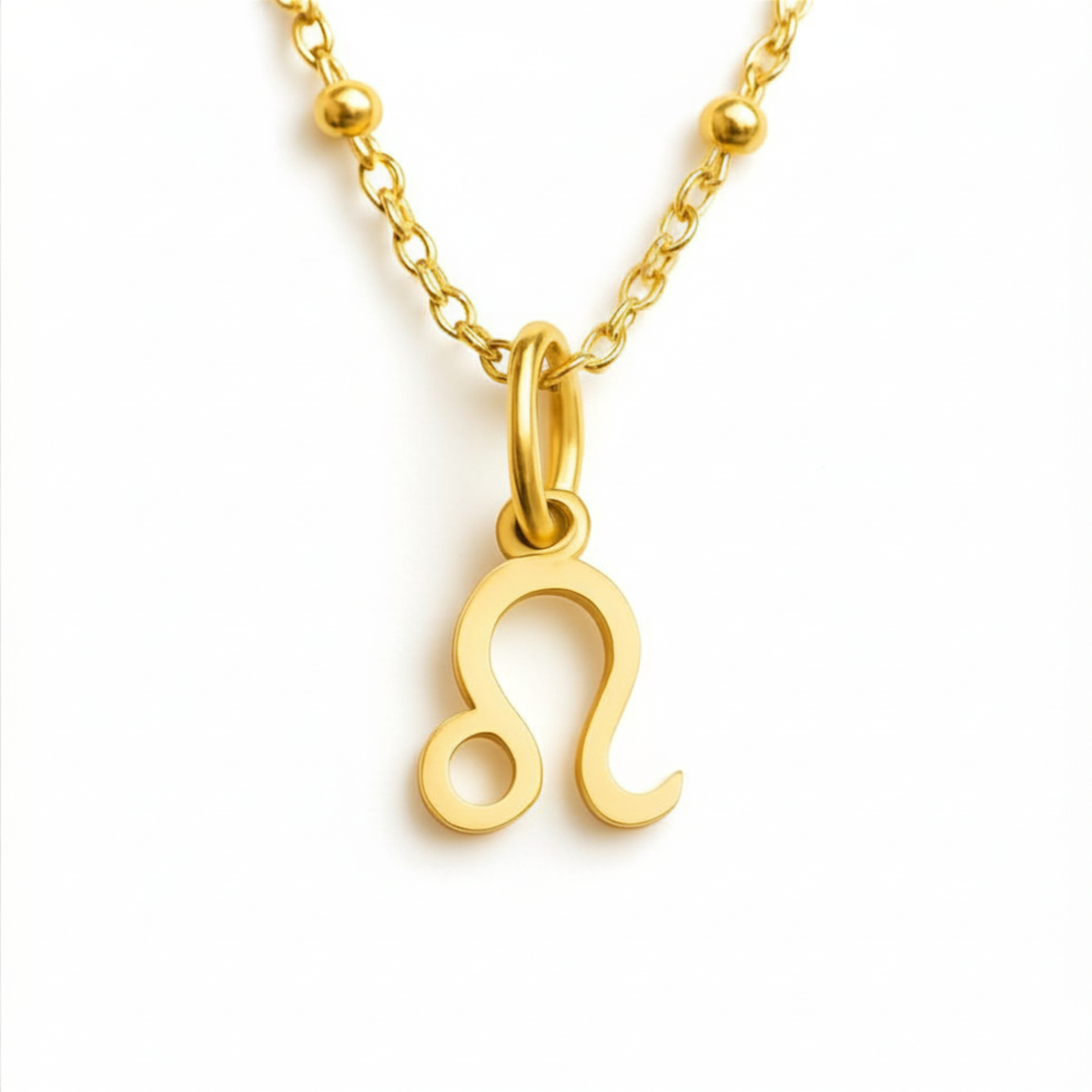 Leo zodiac necklace gold pendant on gold chain by Moon Sutras