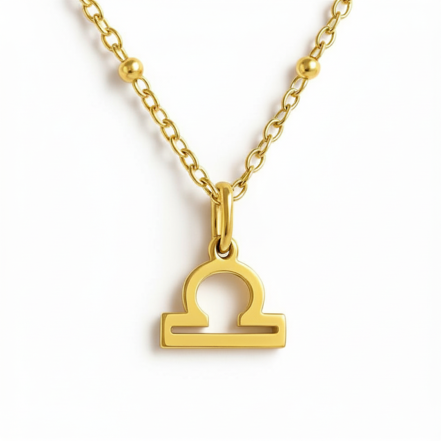 Libra zodiac necklace gold pendant on gold chain by Moon Sutras