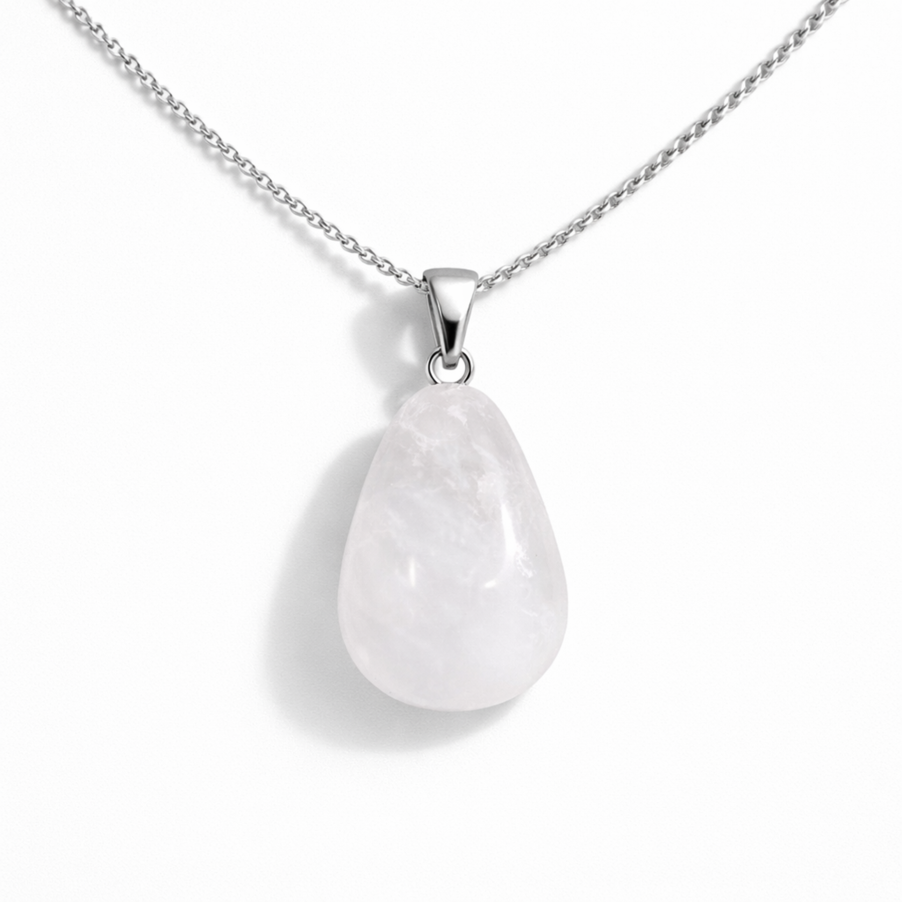 Moonstone necklace teardrop white stone pendant on silver chain by Moon Sutras