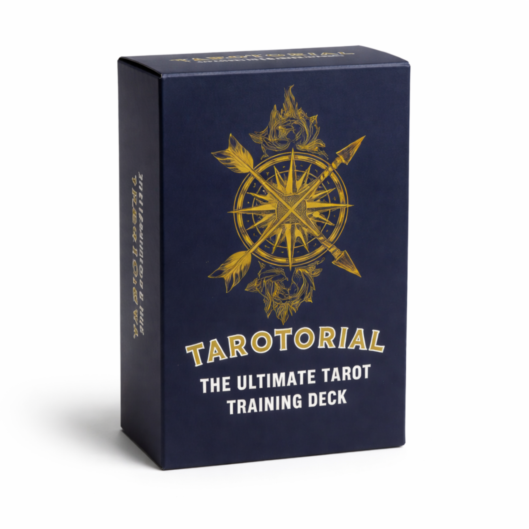 Tarotorial tarot training deck navy box with gold compass design front view by Moon Sutras