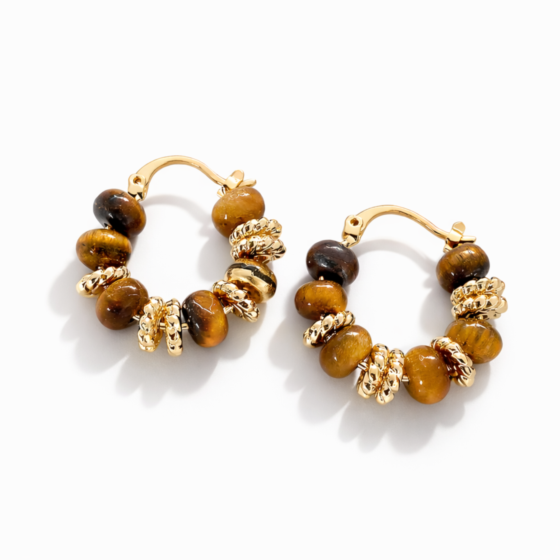 Tiger’s Eye hoop earrings by Moon Sutras