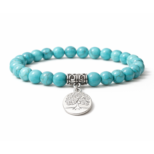 Turquoise crystal bracelet for love confidence and communication by Moon Sutras